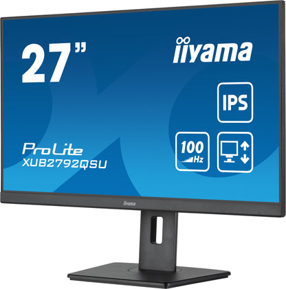 iiyama ProLite XUB2792QSU-B6 platta pc-skärmar 68,6 cm (27") 2560 x 1440 pixlar Quad HD LED Svart