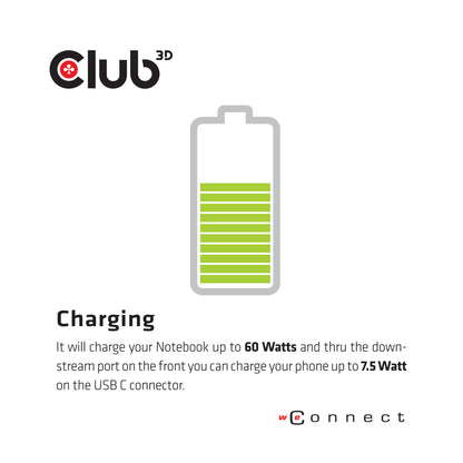 CLUB3D CSV-1562 dockningsstationer för bärbara datorer Dockning USB 3.2 Gen 1 (3.1 Gen 1) Type-C Svart