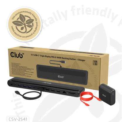 CLUB3D CSV-2541 dockningsstationer för bärbara datorer Dockning USB 3.2 Gen 1 (3.1 Gen 1) Type-C Svart