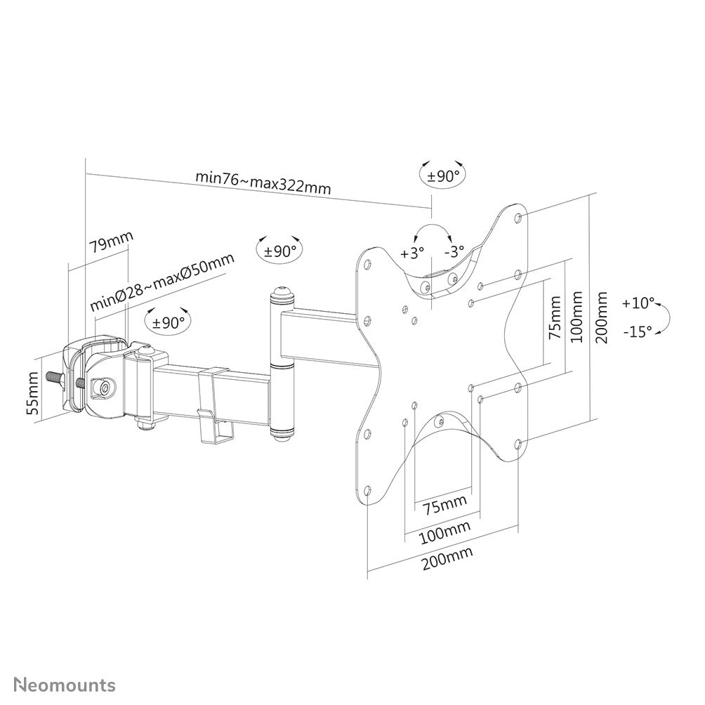 Neomounts FL40-450BL12 tv-fäste 106,7 cm (42") Svart