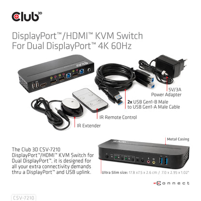 CLUB3D CSV-7210 KVM-switchar Svart