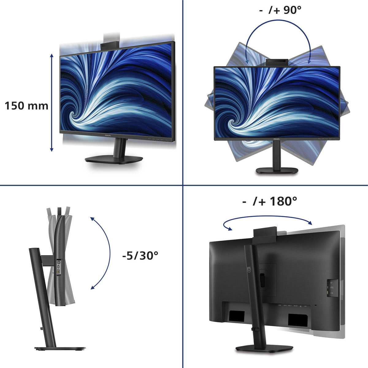 Philips 3000 series 27B2U3601H/00 platta pc-skärmar 68,6 cm (27") 2560 x 1440 pixlar Quad HD LCD Svart