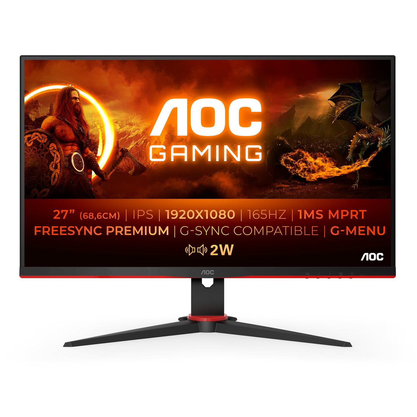 AOC G2 27G2SPAE/BK LED display 68,6 cm (27") 1920 x 1080 pixlar Full HD Svart, Röd