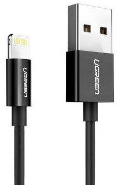 Ugreen 80822 US155 mobiltelefonkablar Svart 1 m USB A Lightning