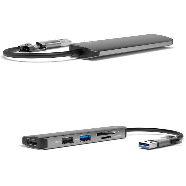 4smarts 469630 dockningsstationer för bärbara datorer Kabel USB 3.2 Gen 1 (3.1 Gen 1) Type-A + Type-C Grå