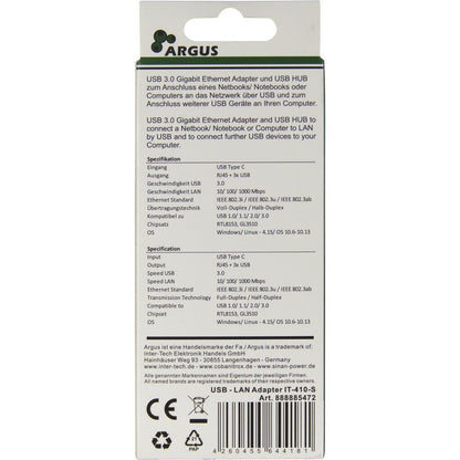 Inter-Tech Argus IT-410-S USB 3.2 Gen 1 (3.1 Gen 1) Type-C Grå