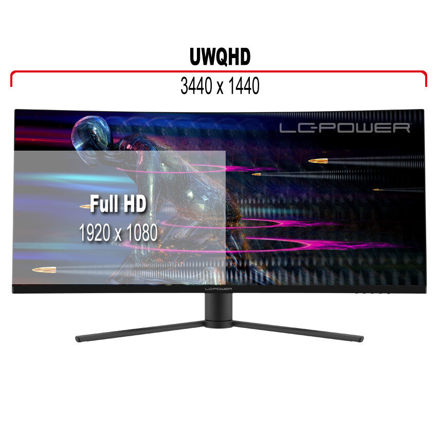 LC-Power LC-M34-UWQHD-165-C platta pc-skärmar 86,4 cm (34") 3440 x 1440 pixlar UltraWide Quad HD Svart, Röd