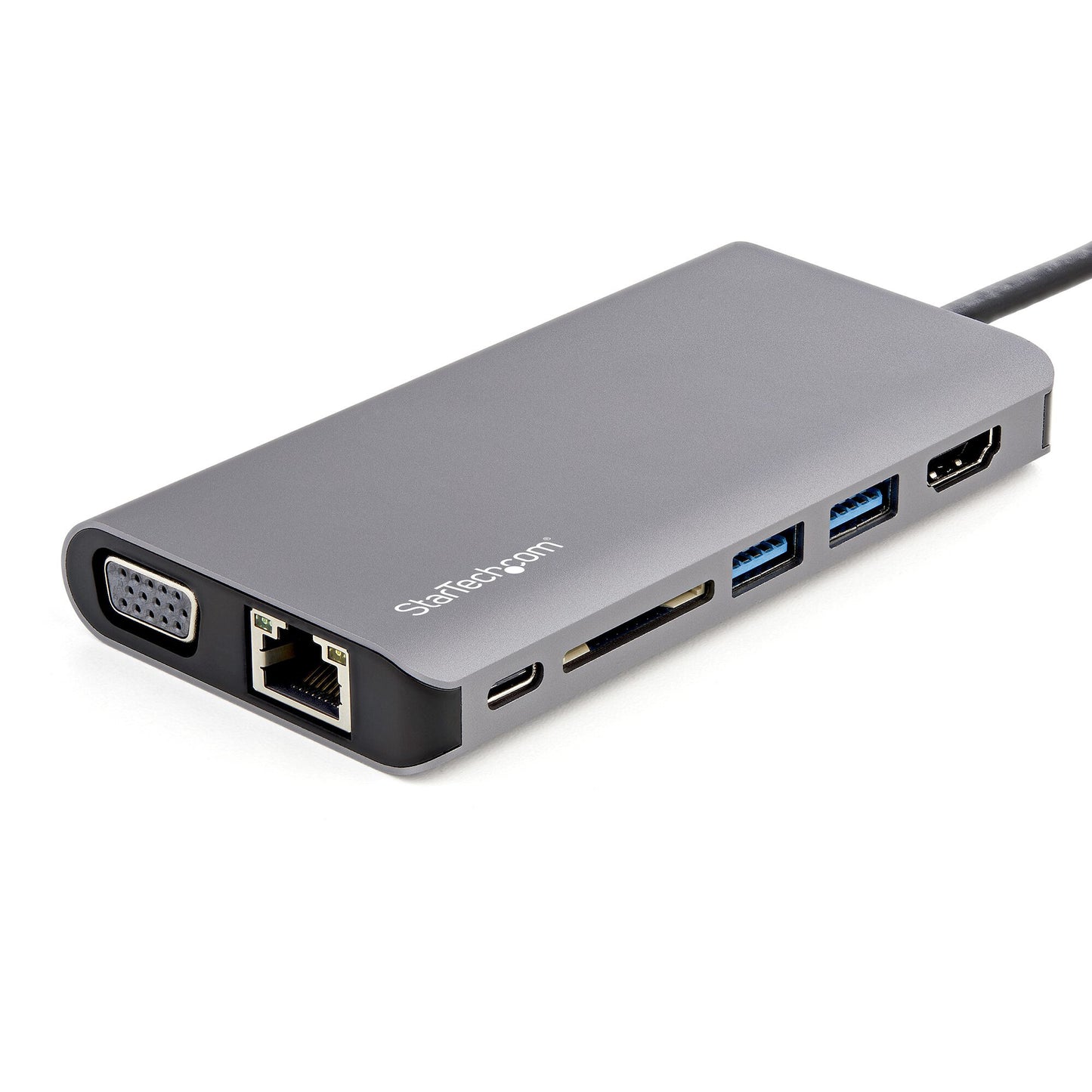 StarTech.com USB C-multiportadapter - USB-C Mini-resedocka med 4K HDMI eller 1080p VGA - 3x USB 3.0-hubb, SD, GbE, Audio, 100 W PD Pass-through - Bärbar dockningsstation för bärbar dator/surfplatta