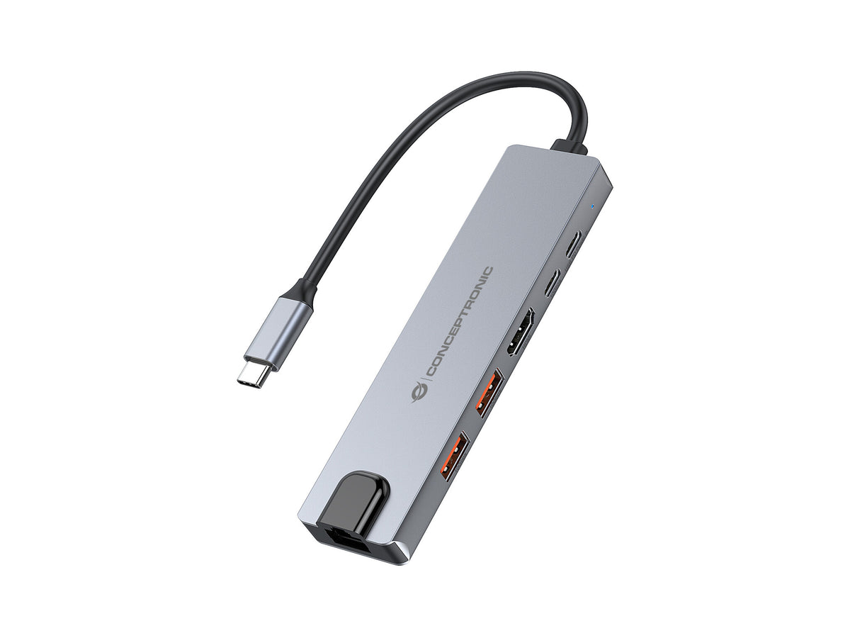 Conceptronic DONN29G dockningsstationer för bärbara datorer Kabel USB 3.2 Gen 2 (3.1 Gen 2) Type-C Grå