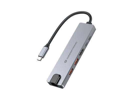 Conceptronic DONN29G dockningsstationer för bärbara datorer Kabel USB 3.2 Gen 2 (3.1 Gen 2) Type-C Grå