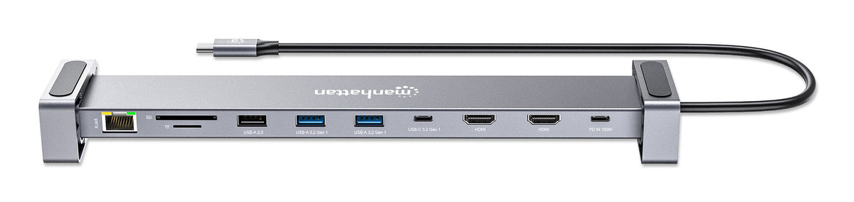 Manhattan 190398 dockningsstationer för bärbara datorer Kabel USB 3.2 Gen 1 (3.1 Gen 1) Type-C Grå