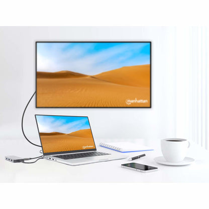 Manhattan 130615 dockningsstationer för bärbara datorer Kabel USB 3.2 Gen 1 (3.1 Gen 1) Type-C Gjuten aluminium