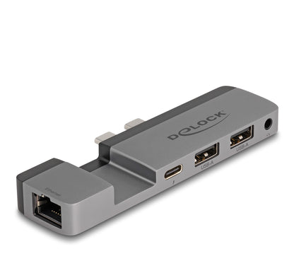 DeLOCK 87757 dockningsstationer för bärbara datorer Dockning Thunderbolt 4 Svart, Grå