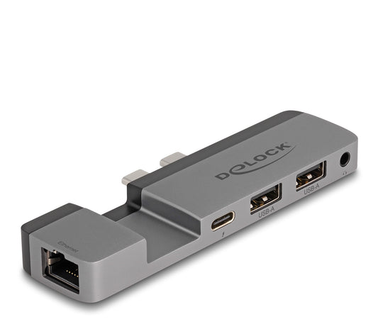 DeLOCK 87757 dockningsstationer för bärbara datorer Dockning Thunderbolt 4 Svart, Grå