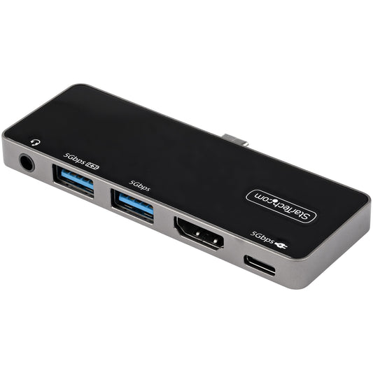 StarTech.com USB-C-multiportadapter - USB-C till 4K 60 Hz HDMI 2.0, 100 W Power Delivery Pass-through, 3-ports USB 3.0-hubb, ljud - USB-C minidockningsstation - bärbar USB Type-C-resedocka