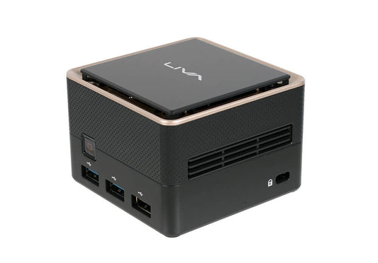 ECS LIVA Q3 Plus AMD Ryzen Embedded V1000 V1605B 8 GB DDR4-SDRAM 128 GB eMMC Mini PC Mini-PC Svart
