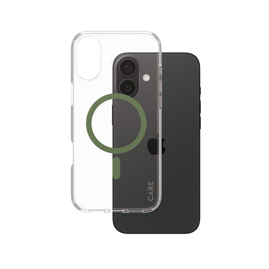 PanzerGlass CARE by ® Flagship Case Transparent Urban Combat w. Green MagSafe iPhone 16 Plus mobiltelefonfodral Omslag