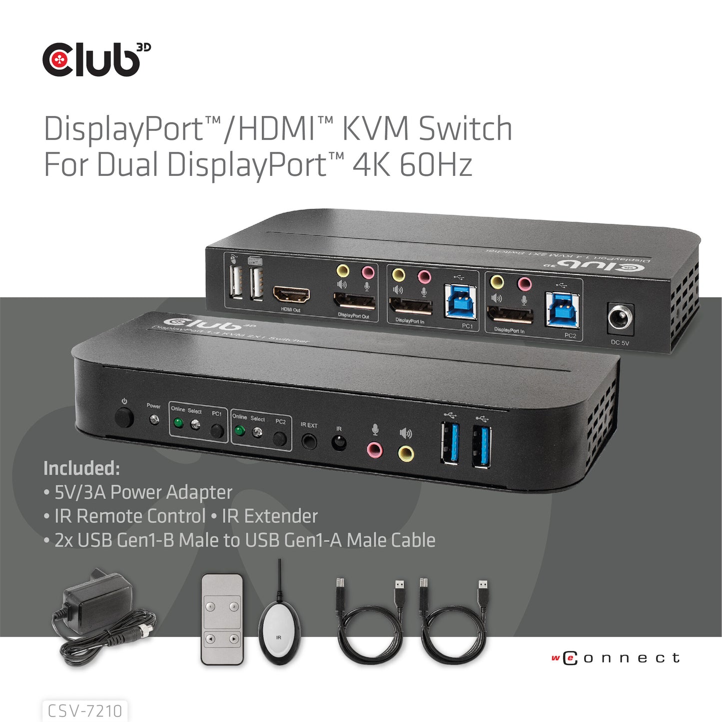 CLUB3D CSV-7210 KVM-switchar Svart