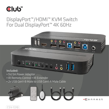 CLUB3D CSV-7210 KVM-switchar Svart