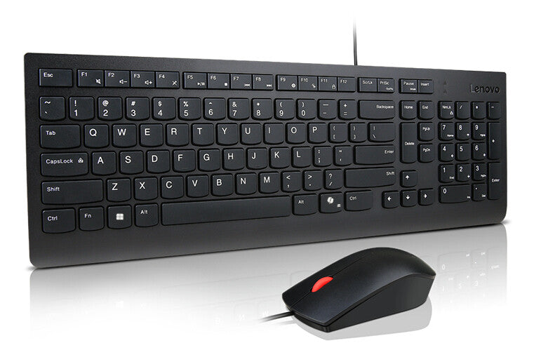 Lenovo Essential Wired Combo Black US Euro tangentbord Mus inkluderad Universal USB Svart