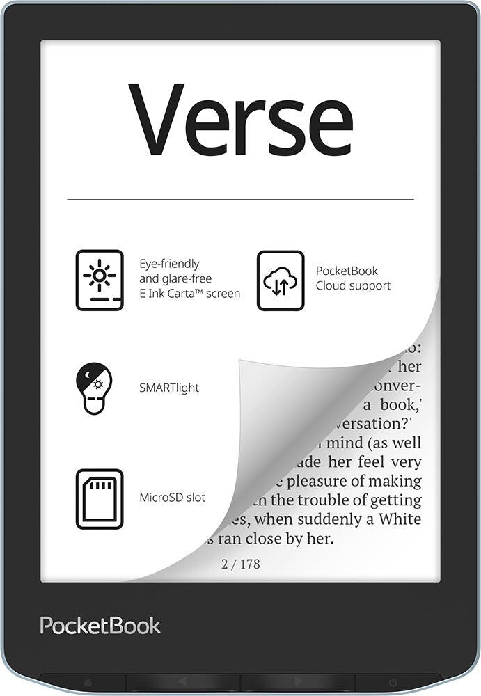 PocketBook Verse e-bokläsare 8 GB Wi-Fi Ljusblå