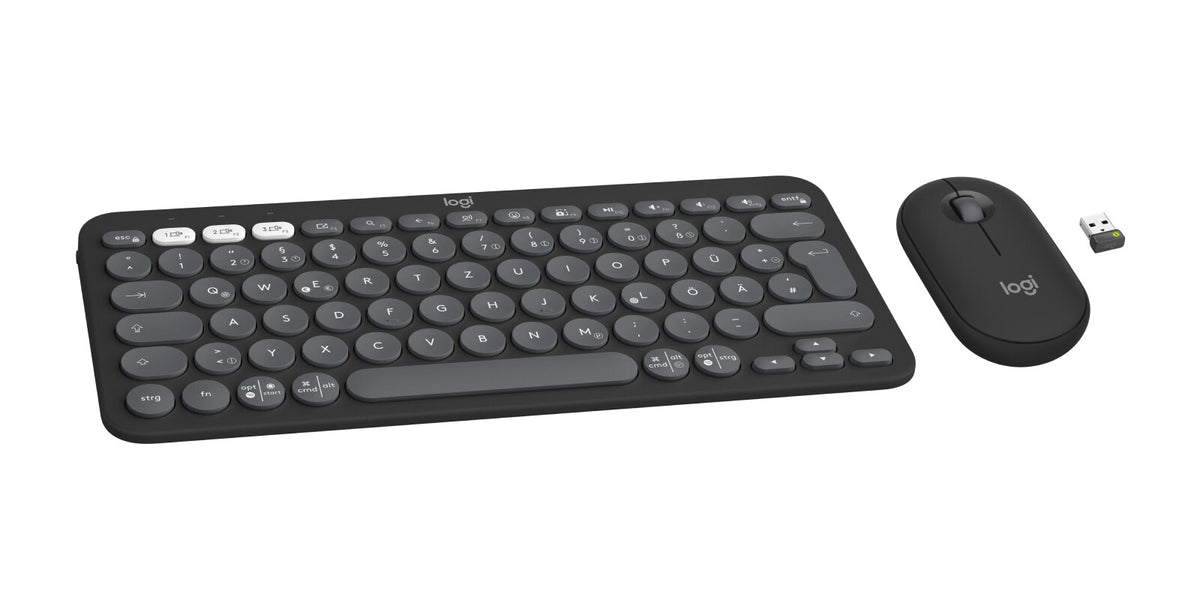 Logitech 920-012203 tangentbord Mus inkluderad Universal Trådlös RF + Bluetooth QWERTZ tyska grafit