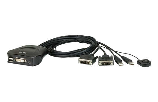 ATEN 2-portars KVM-switch med USB DVI-kabel och fjärrportsväljare