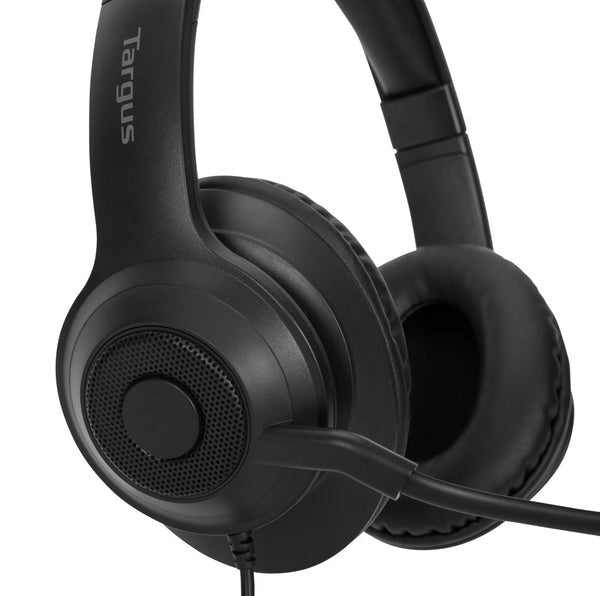 Targus AEH102GL hörlur och headset Kabel Huvudband Samtal/musik USB Type-A Svart