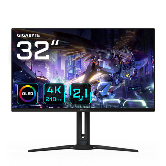 GIGABYTE FO32U2P platta pc-skärmar 80 cm (31.5") 3840 x 2160 pixlar 4K Ultra HD OLED Svart