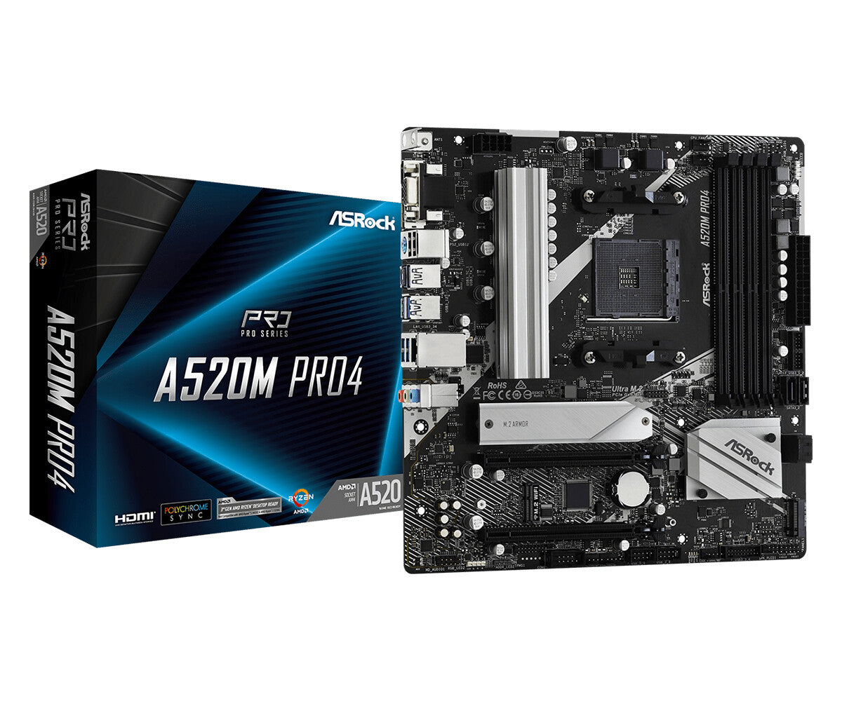Asrock A520M Pro4 Uttag AM4 micro ATX