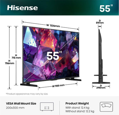 Hisense 20018408 TV-apparat 139,7 cm (55") 4K Ultra HD Smart-TV Wi-Fi