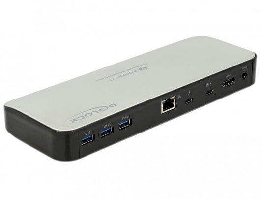 DeLOCK 87725 dockningsstationer för bärbara datorer Kabel Thunderbolt 3 Svart, Silver