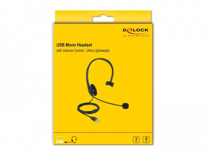 DeLOCK 27177 hörlur och headset Kabel Huvudband USB Type-A Svart