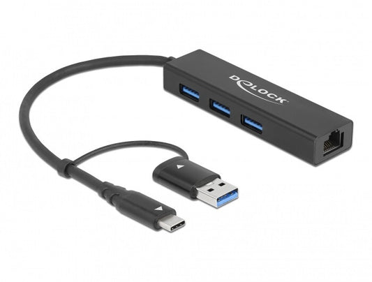 DeLOCK 64149 dockningsstationer för bärbara datorer USB 3.2 Gen 1 (3.1 Gen 1) Type-A + Type-C Svart