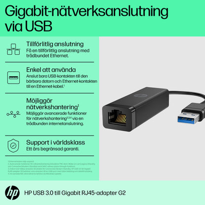 HP USB 3.0 till Gigabit RJ45-adapter G2