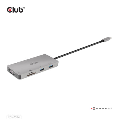 CLUB3D CSV-1594 dockningsstationer för bärbara datorer USB 3.2 Gen 1 (3.1 Gen 1) Type-C Svart, Grå
