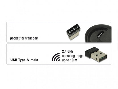 DeLOCK 12528 datormöss Kontor högerhand RF Trådlös Optisk 1000 DPI