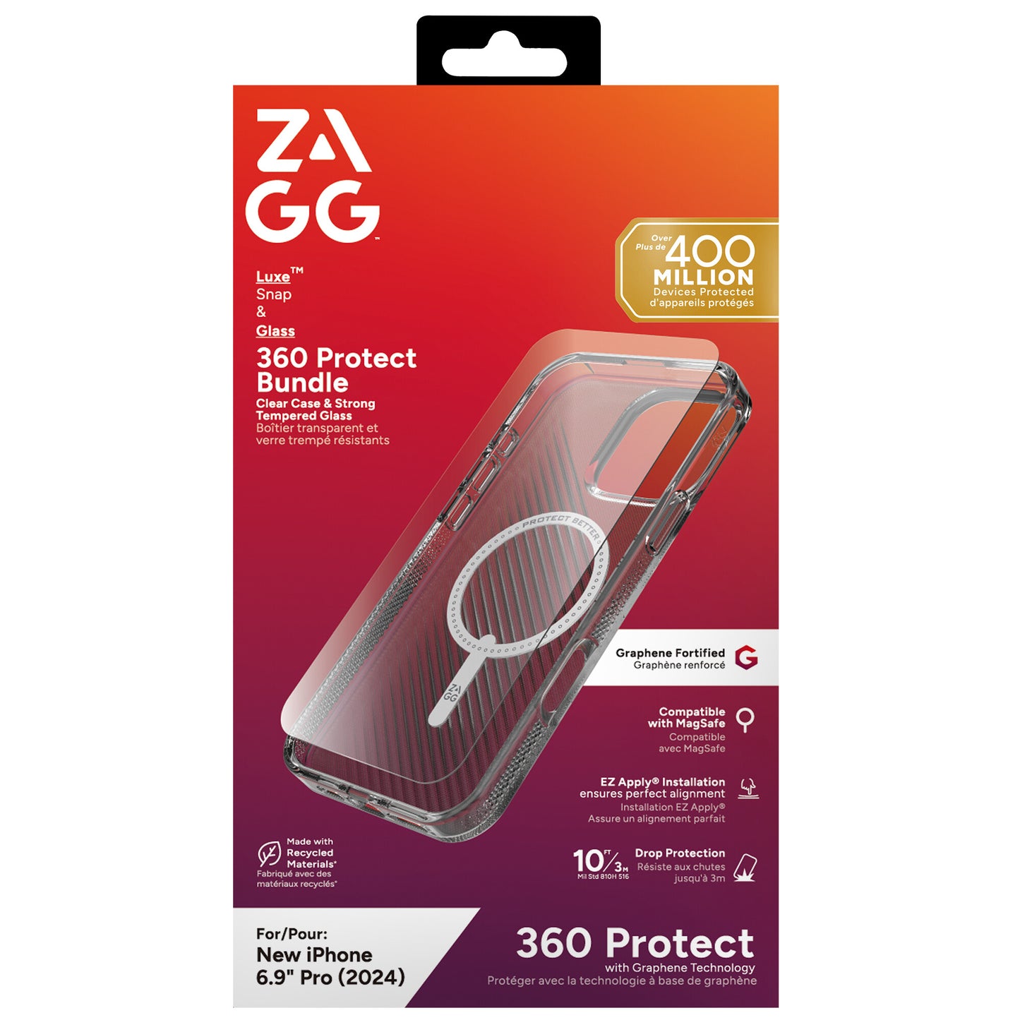 ZAGG BNDL Luxe SNAP PCR IS GL 360 Apple iPhone 16 Pro Max CLR INTL