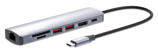 Manhattan 153966 dockningsstationer för bärbara datorer Kabel USB 3.2 Gen 2 (3.1 Gen 2) Type-C Silver