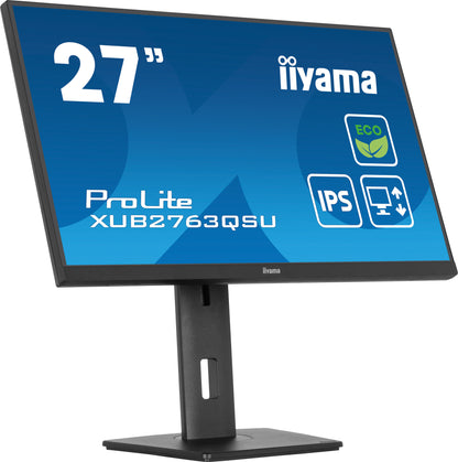 iiyama ProLite XUB2763QSU-B1 platta pc-skärmar 68,6 cm (27") 2560 x 1440 pixlar Quad HD LED Svart