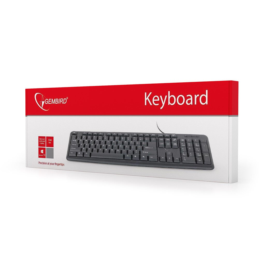 Gembird KB-U-103-RU tangentbord Kontor USB QWERTY Engelsk, Rysk Svart