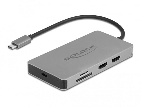 DeLOCK 87004 dockningsstationer för bärbara datorer Kabel USB 3.2 Gen 1 (3.1 Gen 1) Type-C Grå