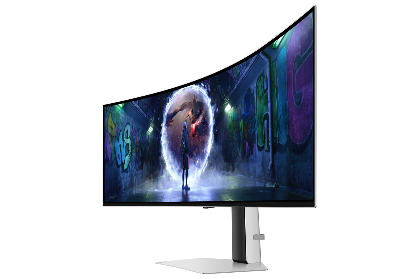 Samsung G93SD platta pc-skärmar 124,5 cm (49") 5120 x 1440 pixlar Dual QHD OLED Silver