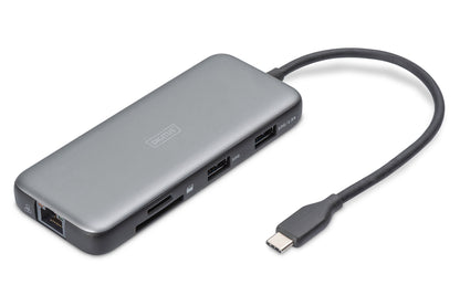 Digitus DA-70914 dockningsstationer för bärbara datorer Kabel USB 3.2 Gen 2 (3.1 Gen 2) Type-C Svart, Grå