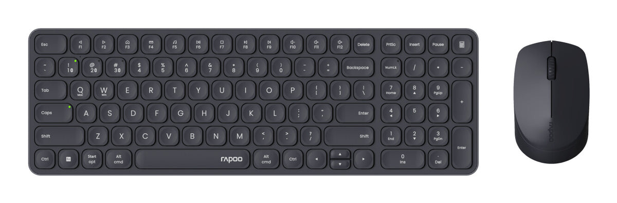 Rapoo 9310M tangentbord Mus inkluderad Kontor Trådlös RF + Bluetooth Svart