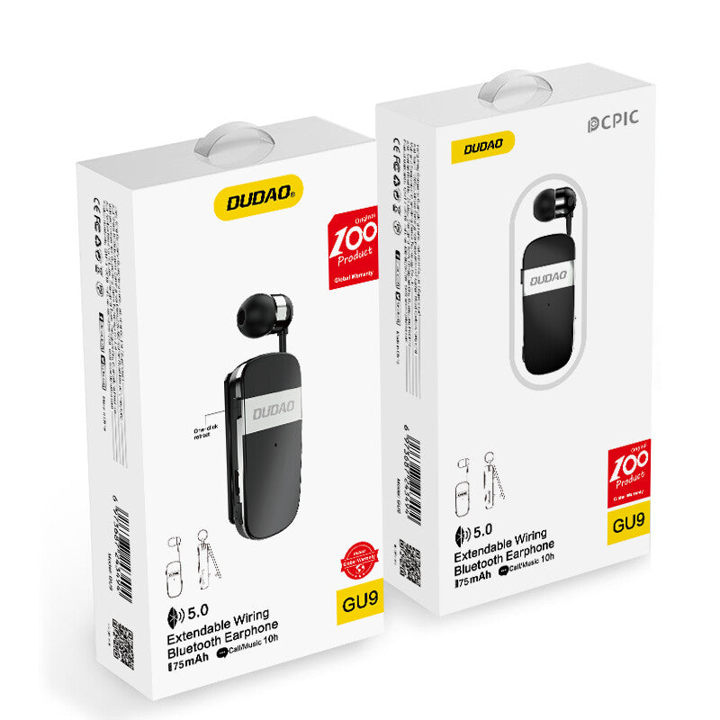 DUDAO GU9 Extendable Wiring Bluetooth Earphone Hörlurar Trådlös I öra Samtal/musik Svart