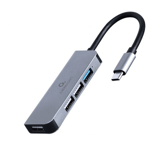 Gembird UHB-CM-U3P1U2P3-01 dockningsstationer för bärbara datorer Kabel USB 3.2 Gen 1 (3.1 Gen 1) Type-C Silver