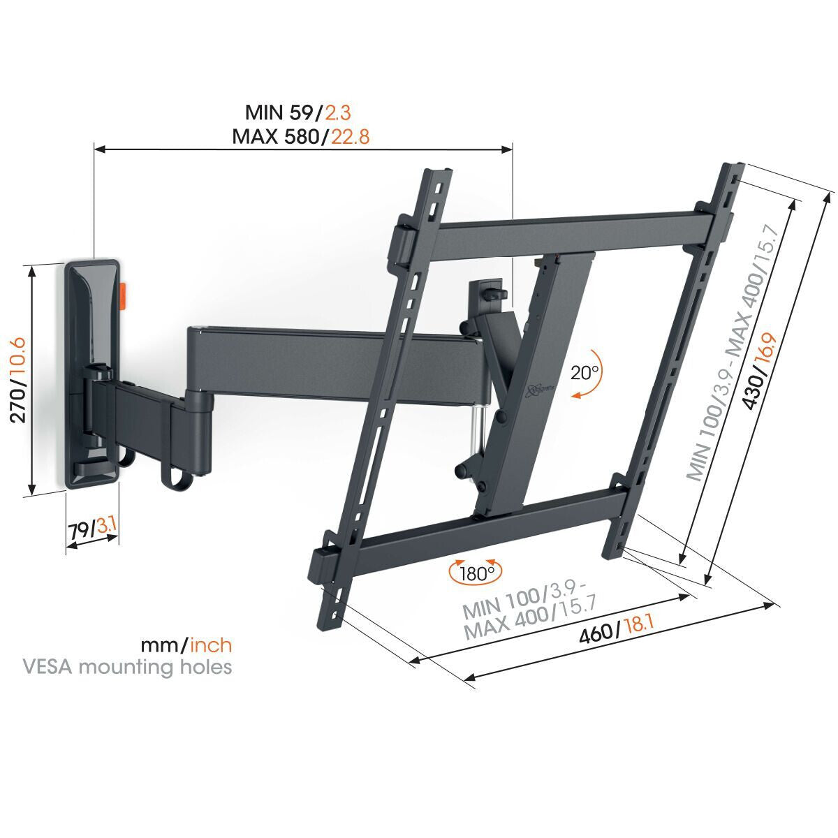 Vogel's TVM 3445 165,1 cm (65") Svart