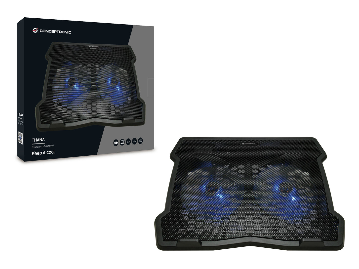 Conceptronic THANA06B kylningsdynor för bärbara datorer 39,6 cm (15.6") Svart