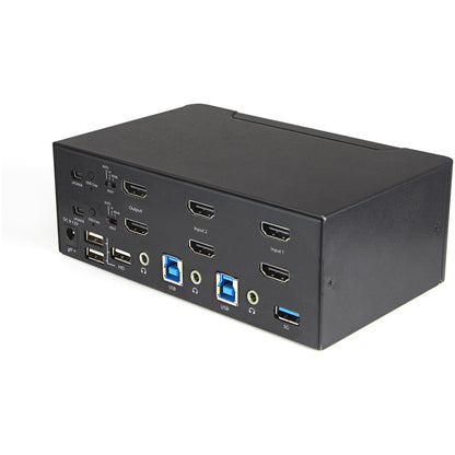 StarTech.com 2-ports HDMI KVM-switch för dubbla skärmar - 4K 60 Hz Ultra HD HDR - Desktop 4K HDMI 2.0 KVM-switch med 2 portar USB 3.0-hubb (5 Gbit/s) och 4x USB 2.0 HID, ljud - Snabbtangenter för omkoppling - TAA
